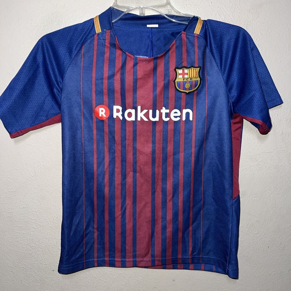 FC Barcelona Messi 10 Youth Small Blue Red Stripe Soccer Jersey Rakuten